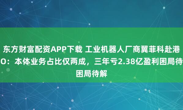 东方财富配资APP下载 工业机器人厂商翼菲科赴港IPO：本体业务占比仅两成，三年亏2.38亿盈利困局待解